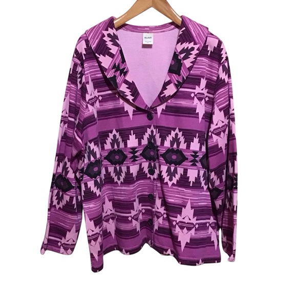 Blair Southwest Aztec Pink Purple Coat Jacket 3XL - Picture 1 of 7